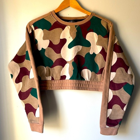 Balance Athletica Mountainside Cropped Crew Sweater Camo size S - Picture 3 of 7